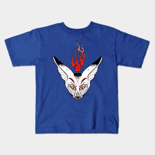 Funky graphic linework: white fennec fox by blacklinesw9 Kids T-Shirt